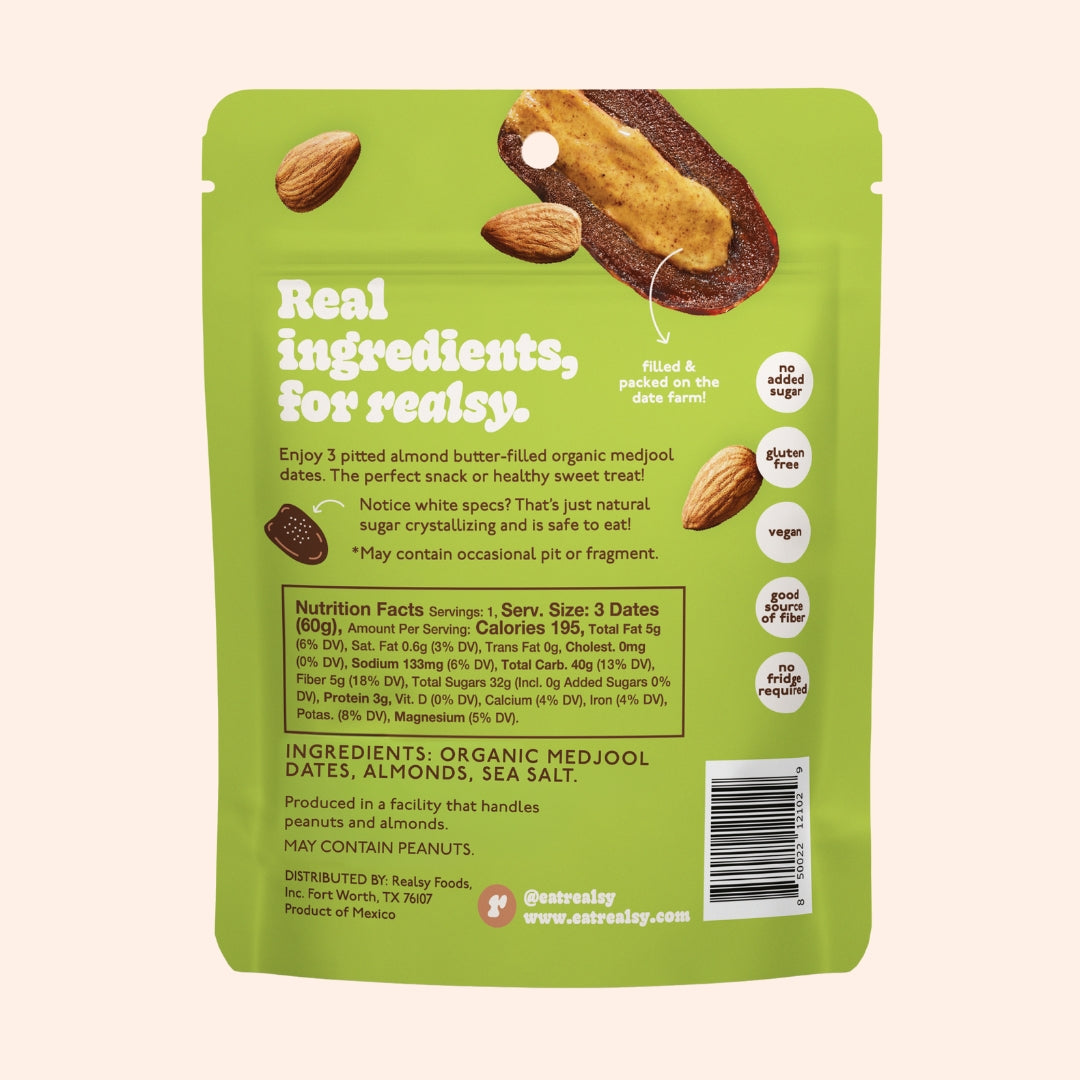 Almond Butter Dates Snack Packs – Realsy – 10 Pack
