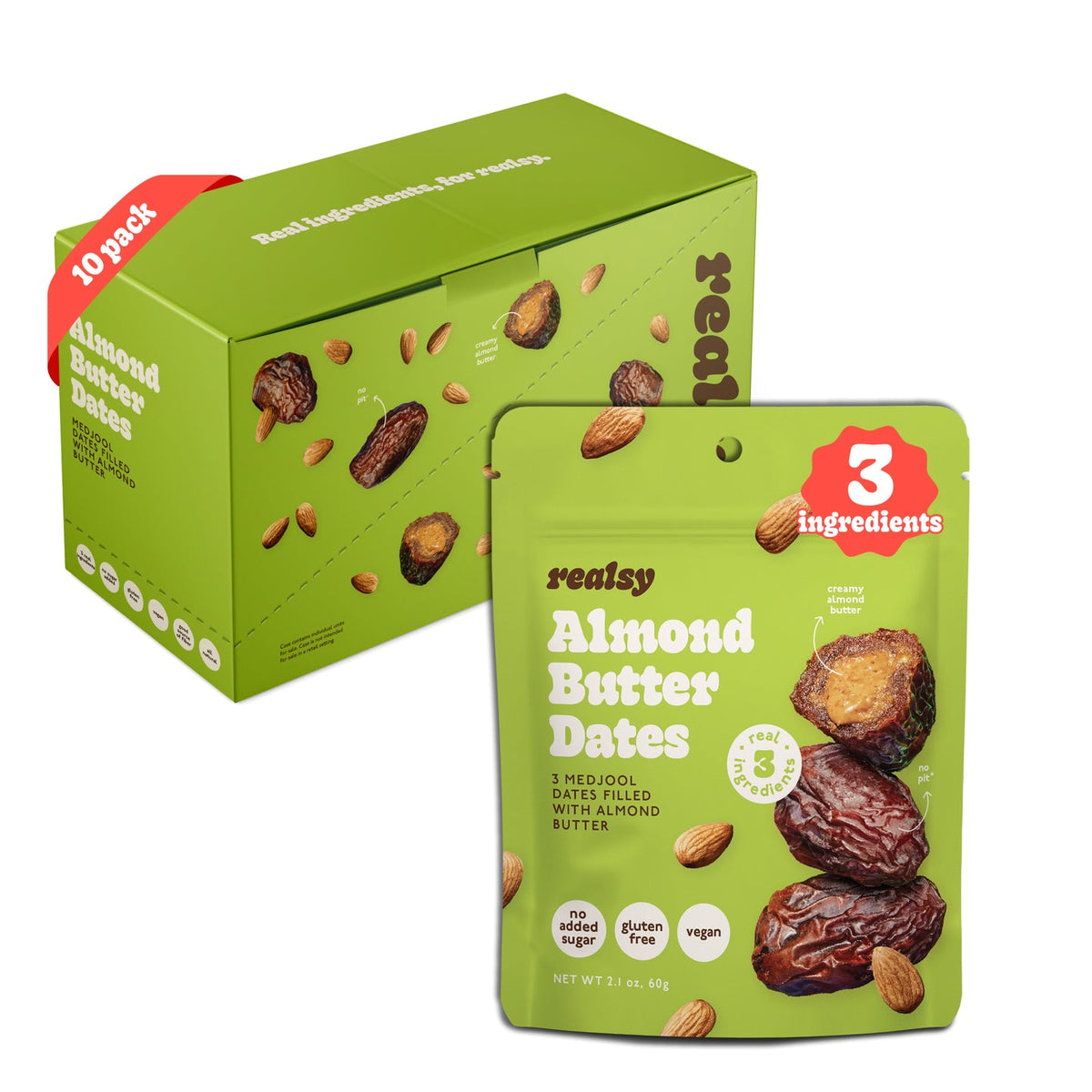 Almond Butter Dates Snack Packs – Realsy – 10 Pack
