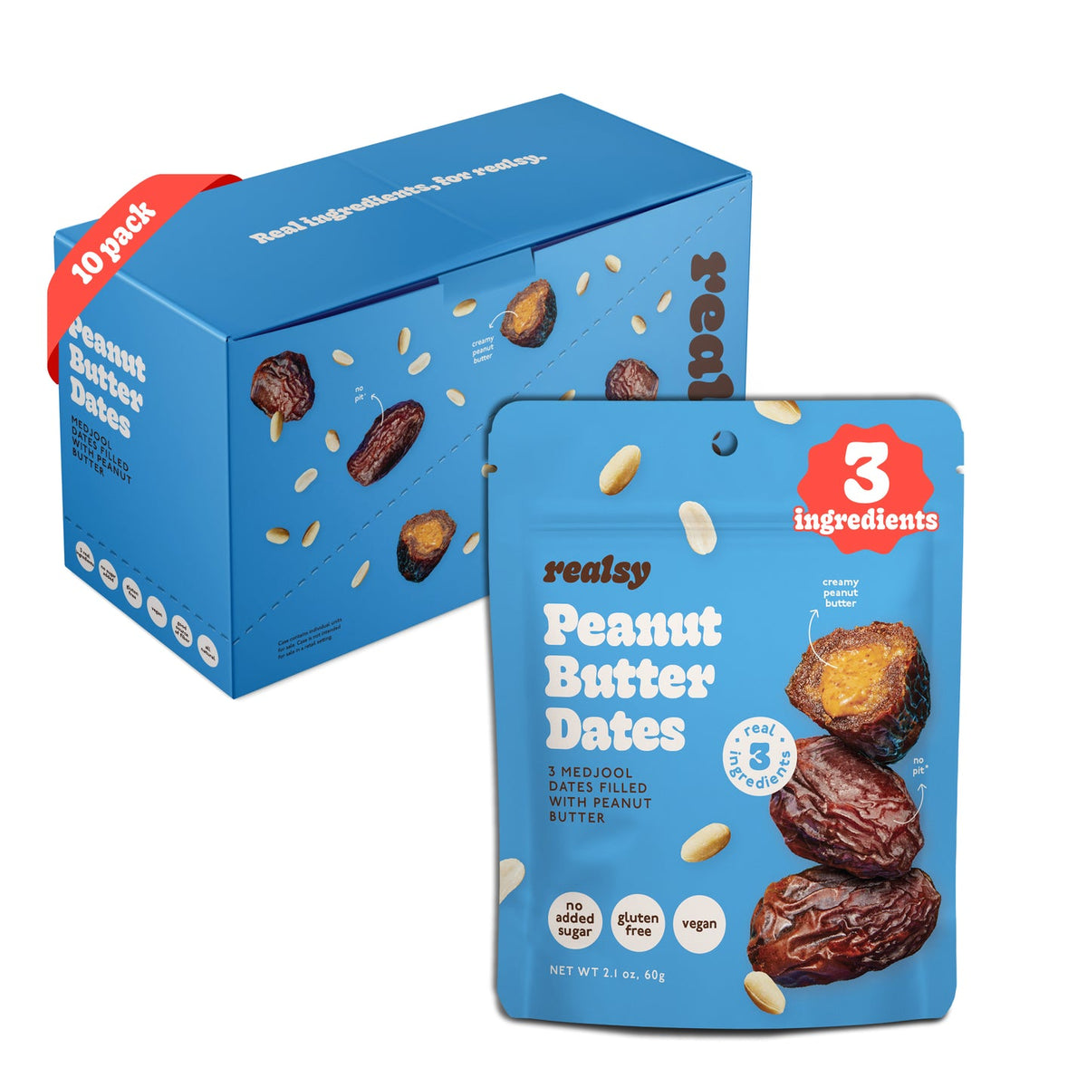 Peanut Butter Dates Snack Packs – Realsy – 10 Pack