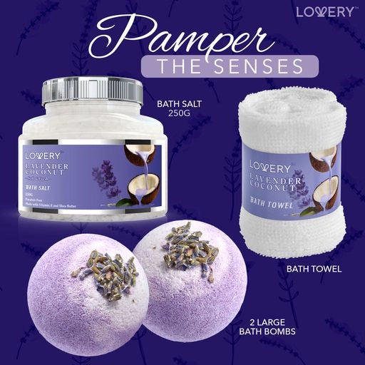 Home Spa Gift Set - Lavender Coconut Handmade Pearl Basket