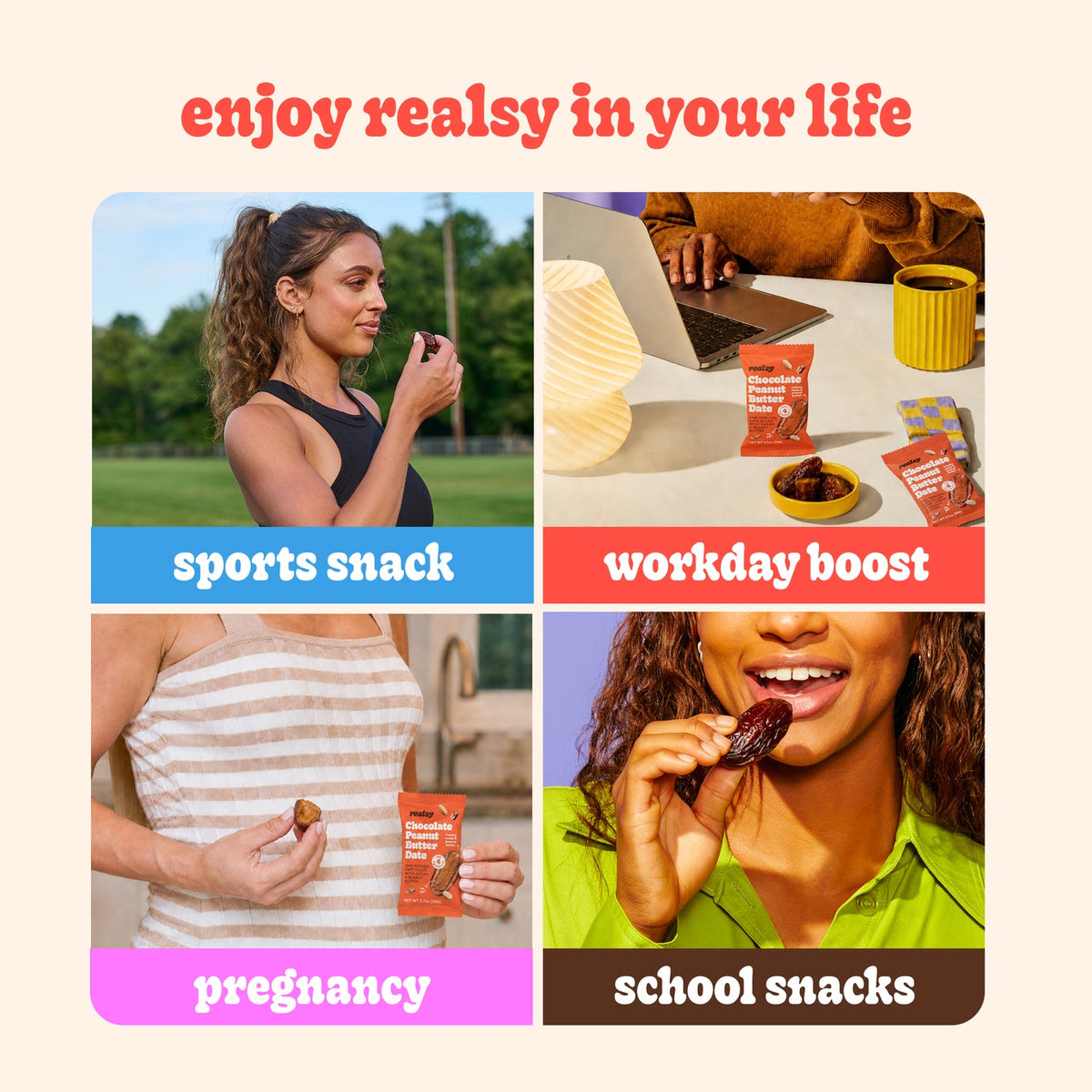 Chocolate Peanut Butter Dates Snack Packs – Realsy – 10 Pack