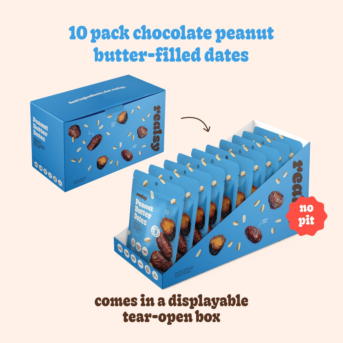 Peanut Butter Dates Snack Packs – Realsy – 10 Pack