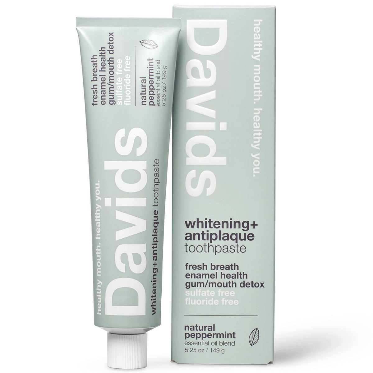 Davids Natural Whitening Toothpaste with Peppermint Oil –  5.25 oz