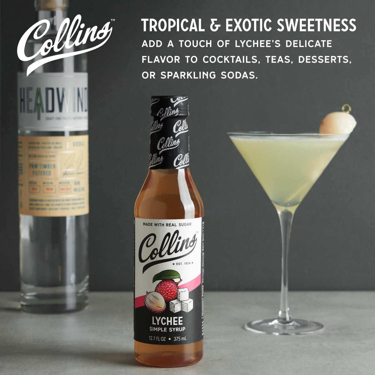 Collins Lychee Simple Syrup — 12.7 oz