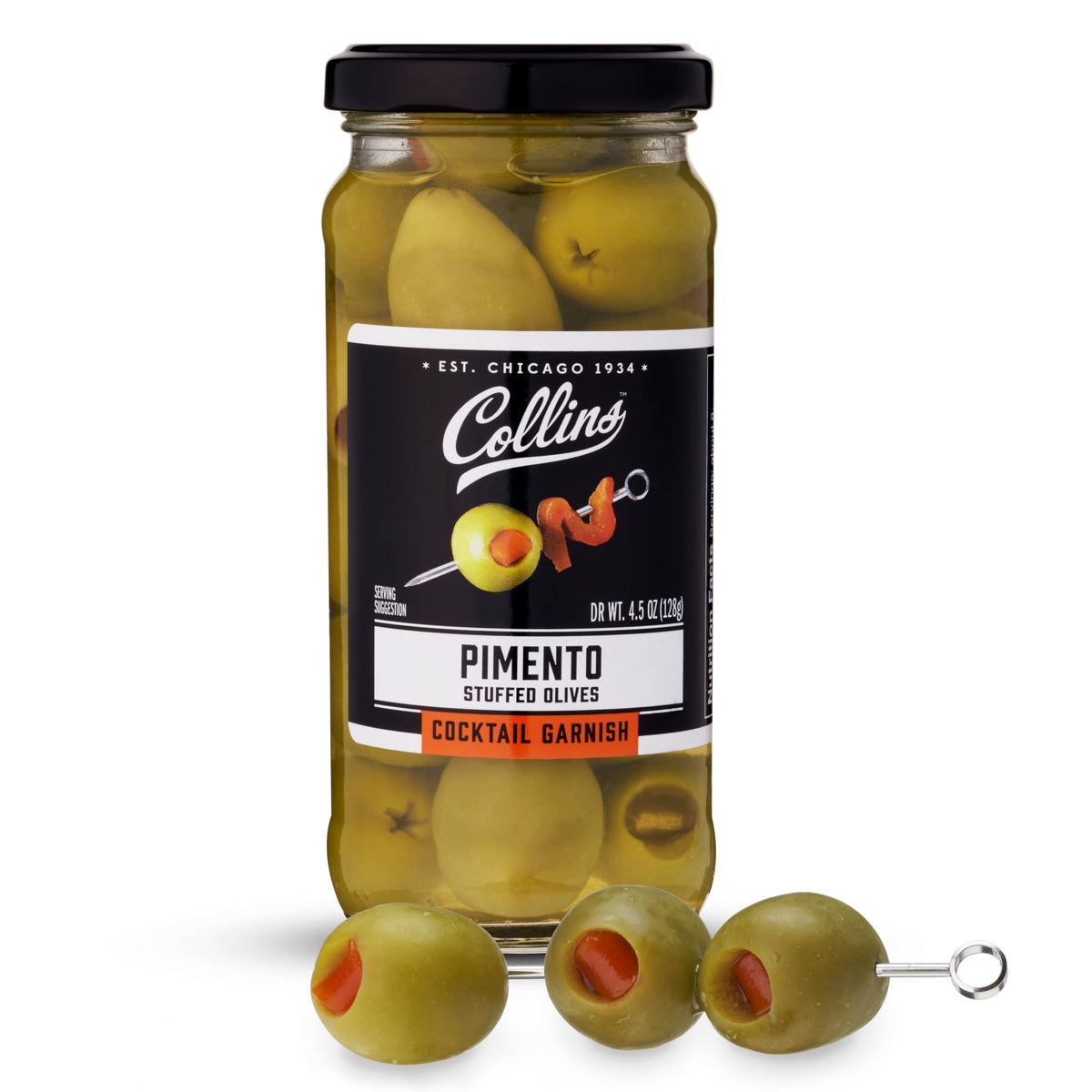 Collins Gourmet Martini Pimento Olives — 4.75 oz