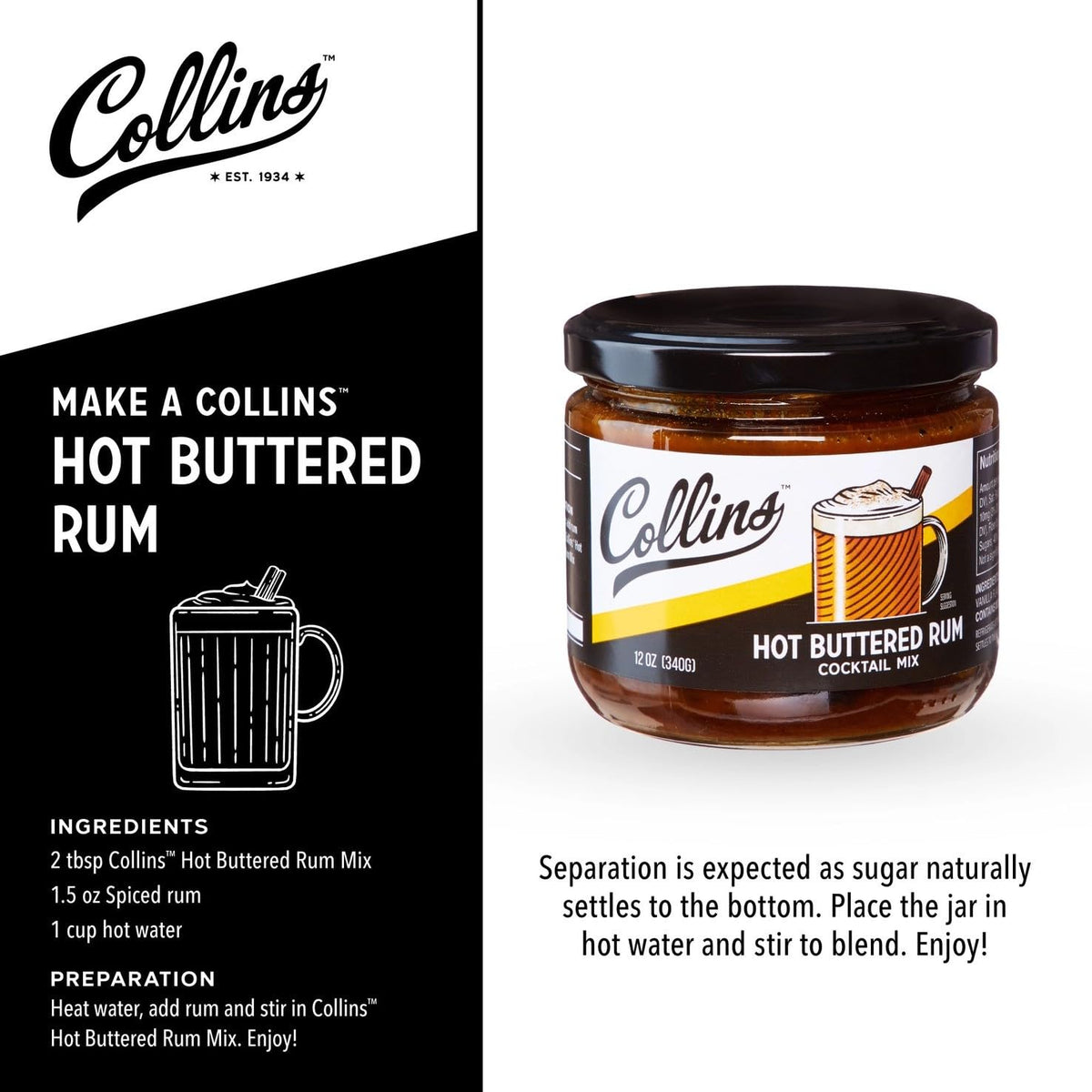 Collins Hot Buttered Rum Syrup — 12 oz