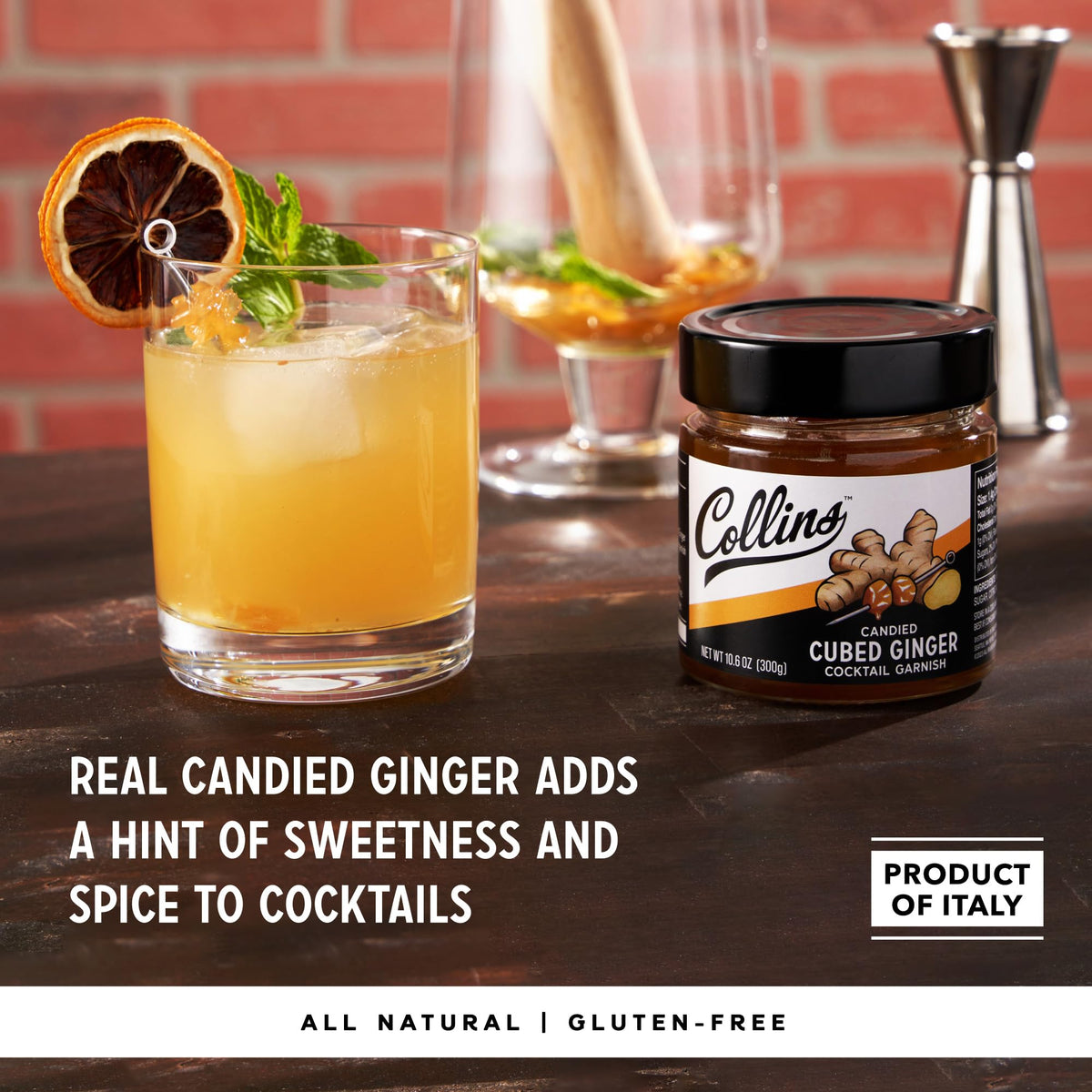 Collins Ginger Syrup with Cubed Ginger — 10.6 oz