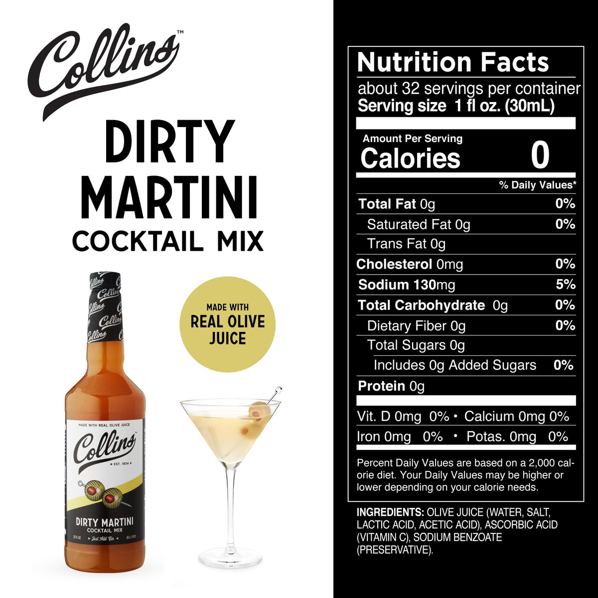 Collins Dirty Martini Mix — 32 oz