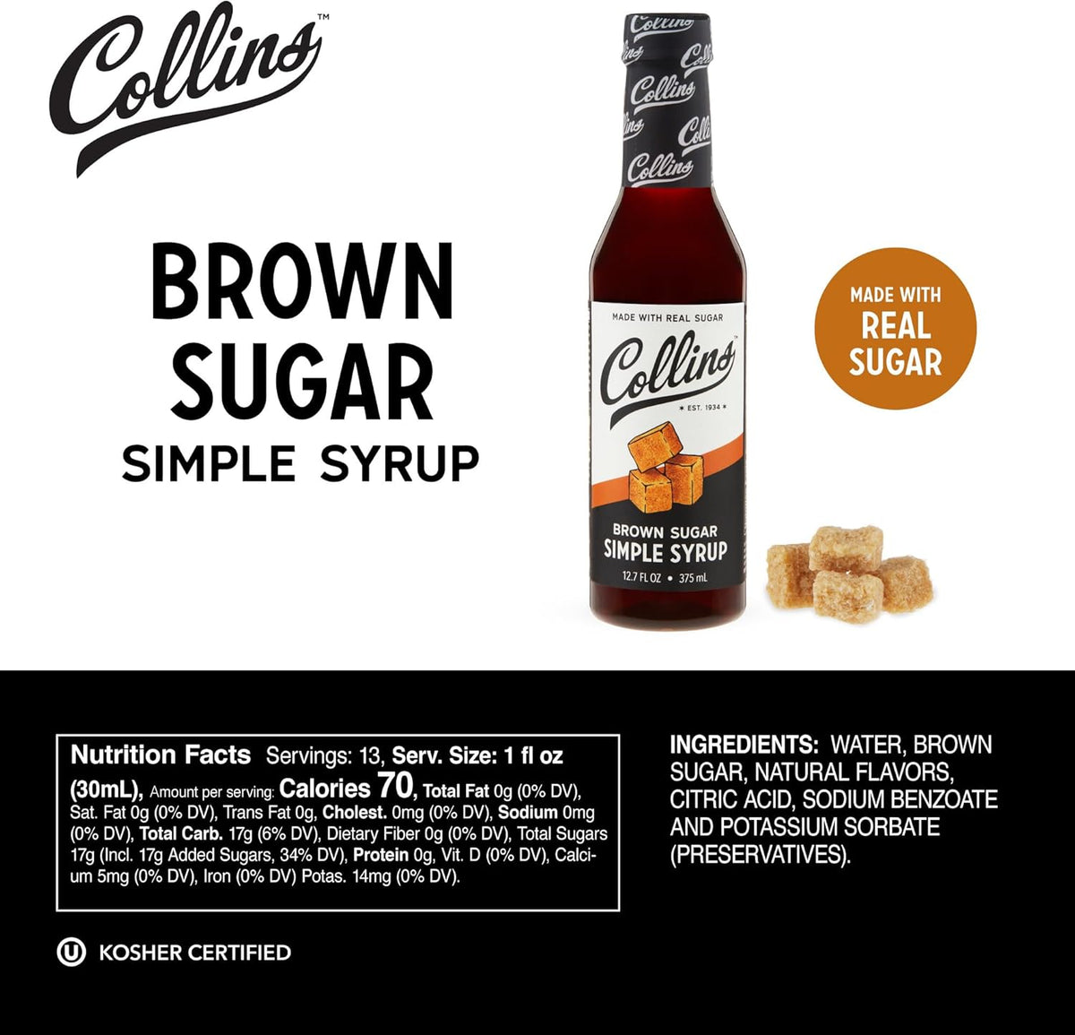 Collins Brown Sugar Simple Syrup — 12.7 oz