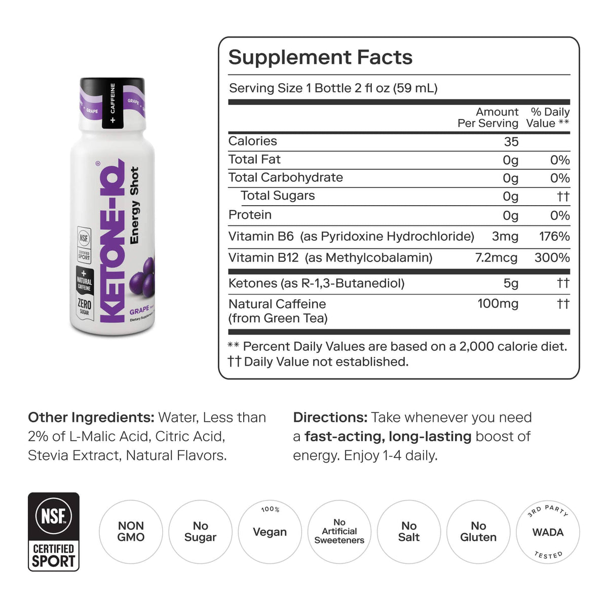 Ketone-IQ +Caffeine Shot, Grape