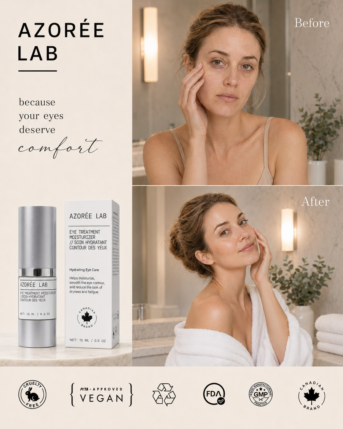 AZORÉE LAB Eye Treatment Moisturizing Cream // Prickly Pear Extract + Caffeine
