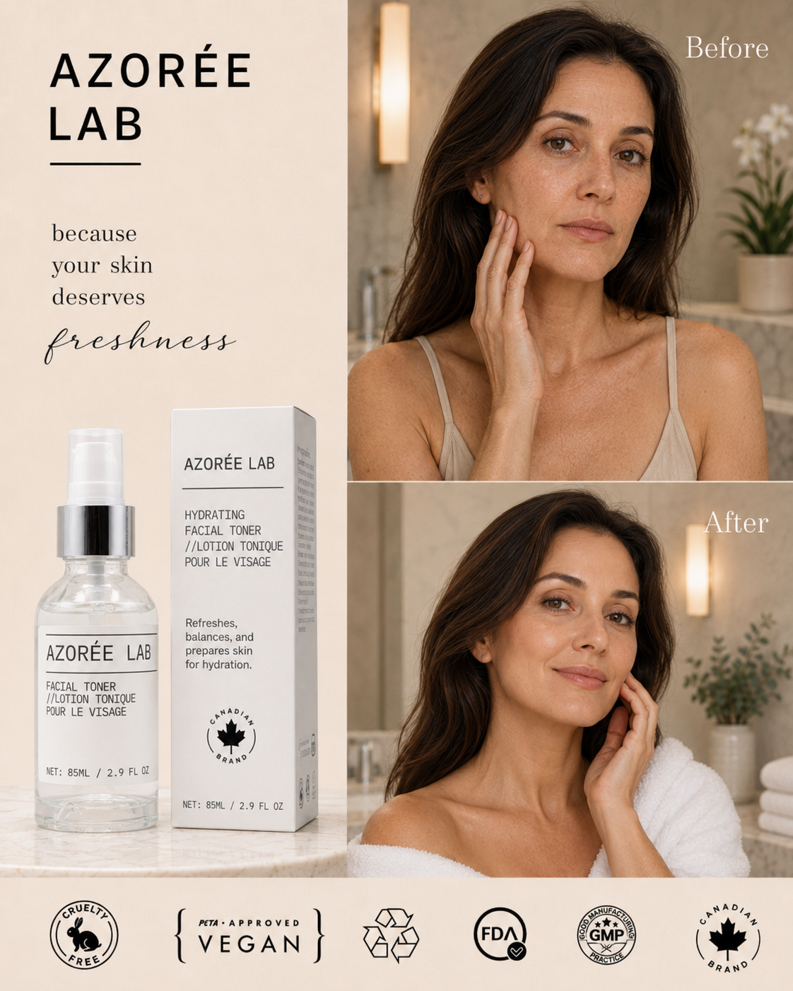 AZORÉE LAB Facial Toner // Balancing Prickly Pear Extract + Aloe