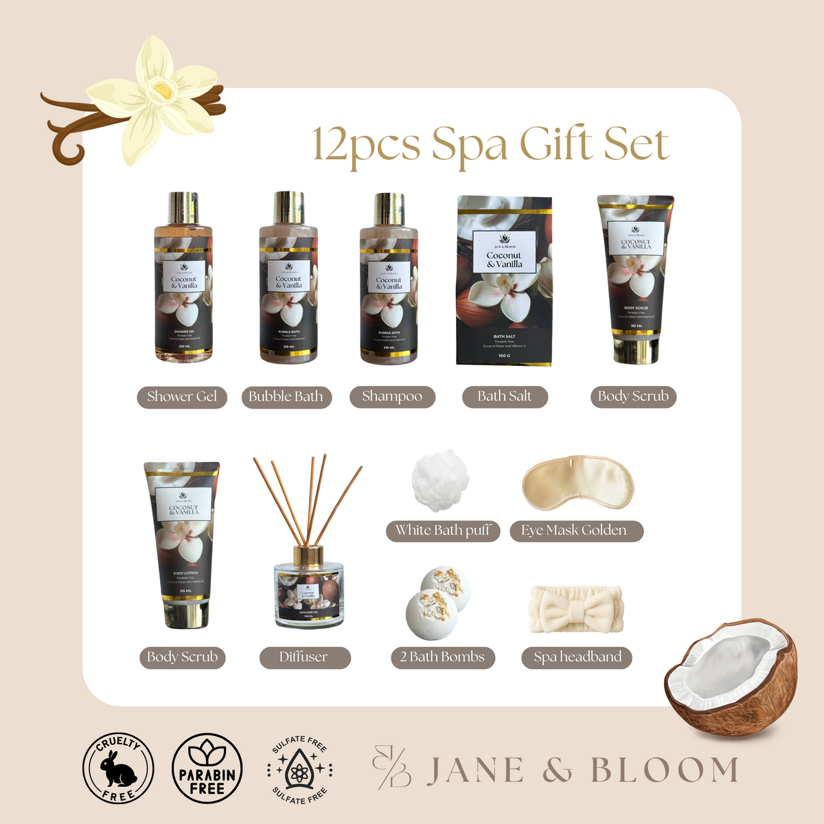 Coconut & Vanilla Luxury Spa Gift Basket