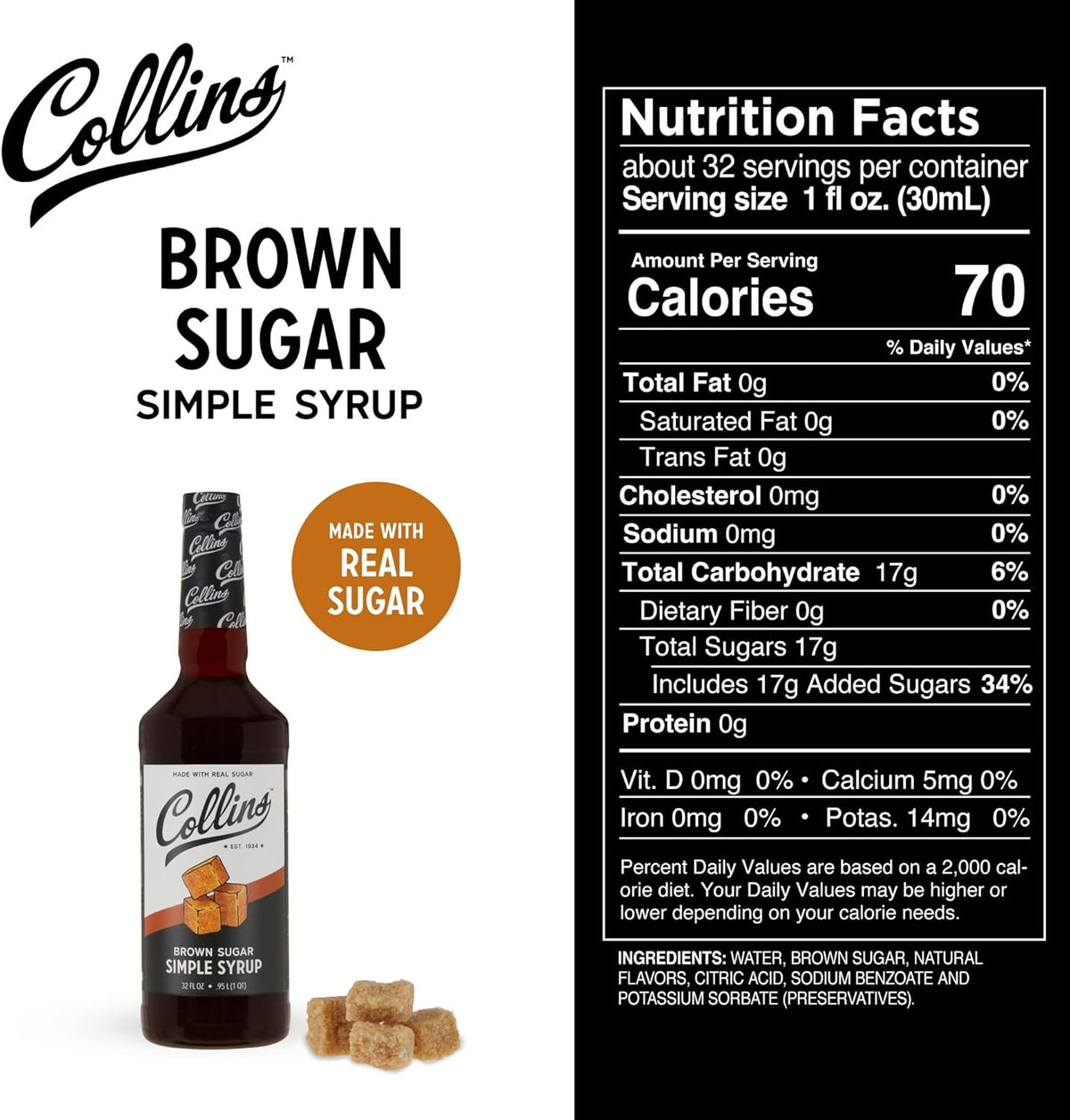 Collins Brown Sugar Simple Syrup — 32 oz