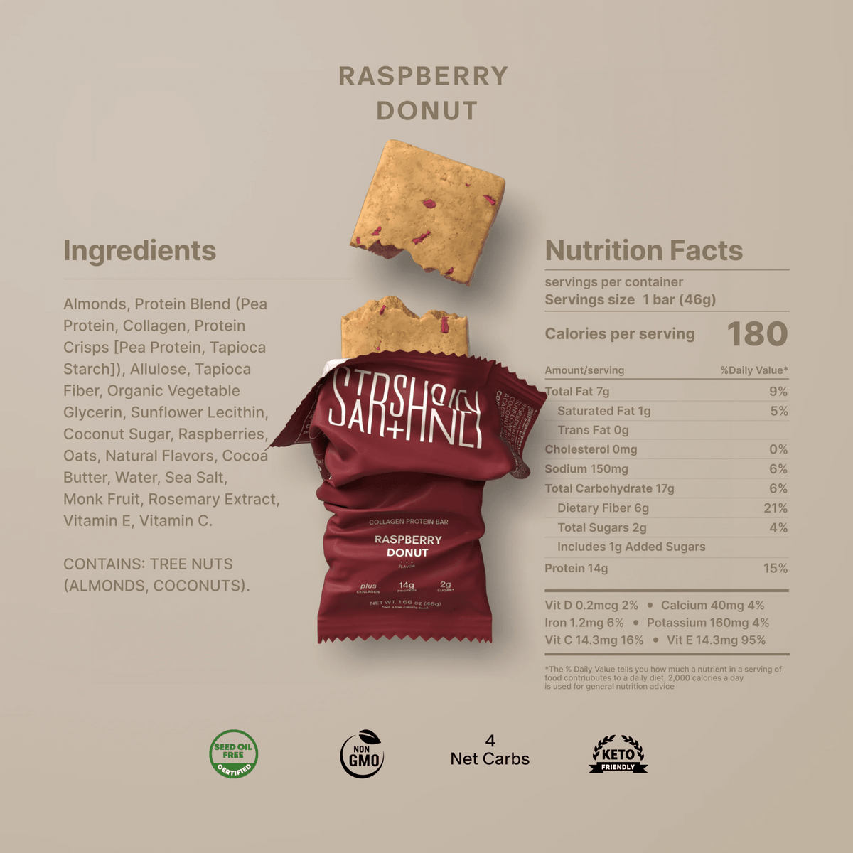 Stars + Honey The Raspberry Donut Collagen Protein Bars