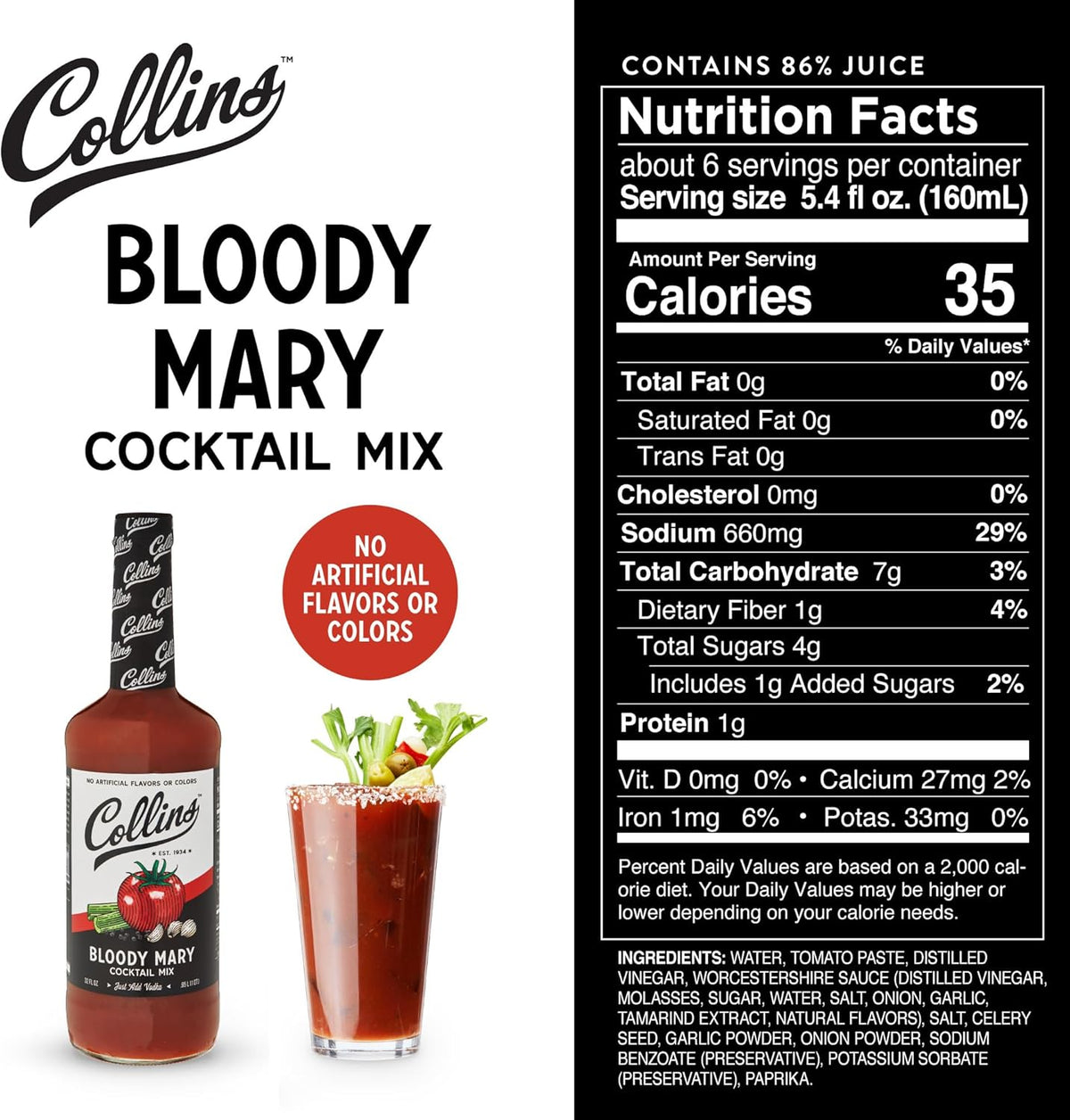 Collins Classic Bloody Mary Mix — 32 oz