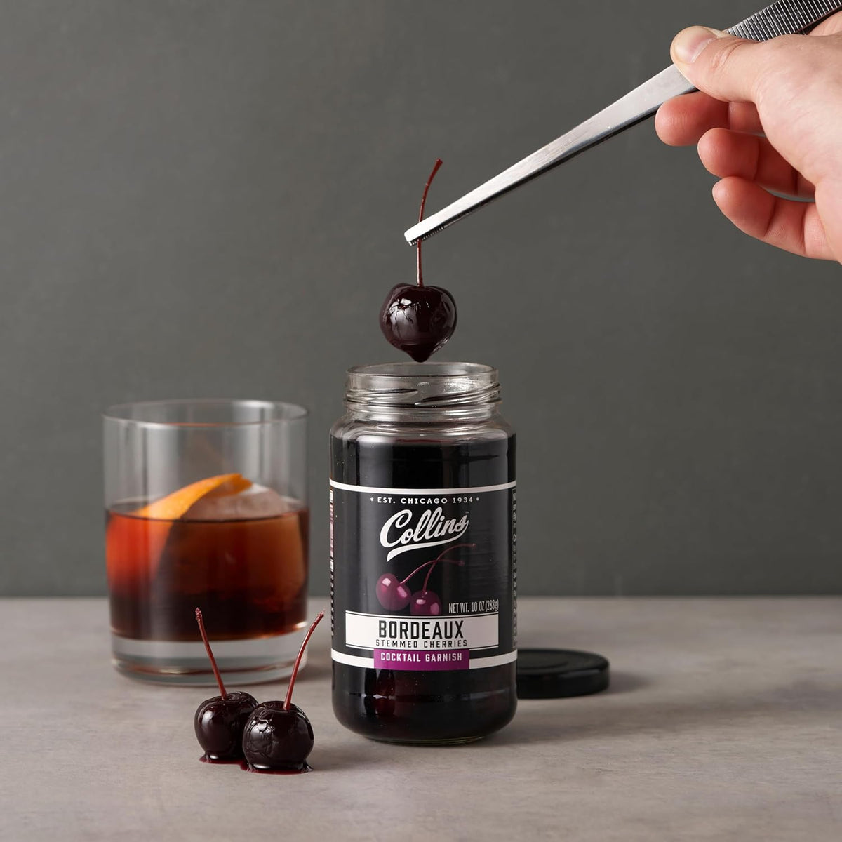 Collins Bordeaux Style Cocktail Cherries — 10 oz