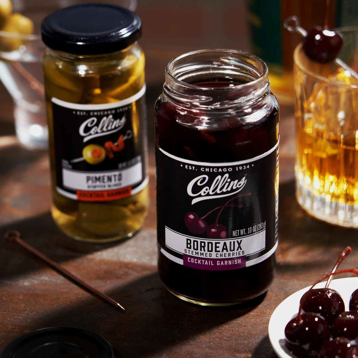 Collins Bordeaux Style Cocktail Cherries — 10 oz