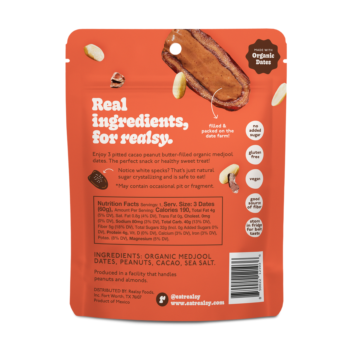 Chocolate Peanut Butter Dates Snack Packs – Realsy – 10 Pack